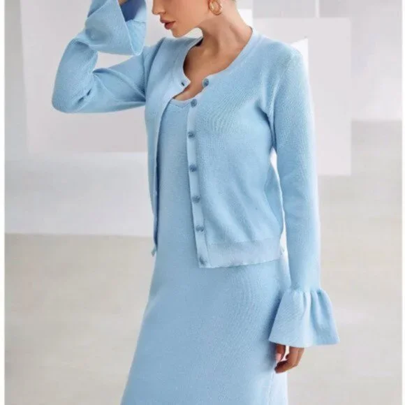 Boho Blue Floral Print Dress - Picture 2 of 6